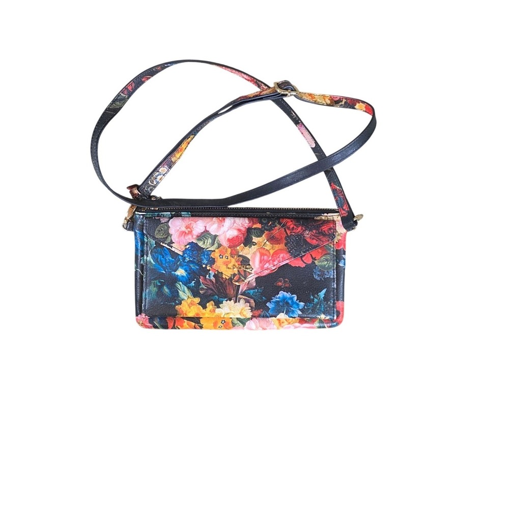 Lodis Leather Floral Crossbody Bag Wallet Multi-Color Black A285122 042 000